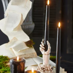 Raz Set Of 2 10" Black Taper Battery Operated Candle With Lighted Flickering Wick 4434555