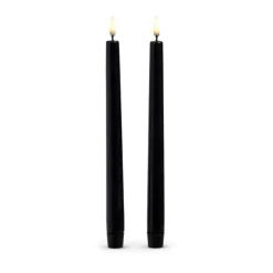 Raz Set Of 2 10" Black Taper Battery Operated Candle With Lighted Flickering Wick 4434555