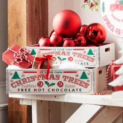 Raz Set Of 2 17.75" Christmas Tree Crates 4312378
