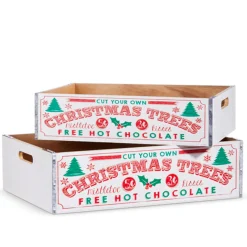 Raz Set Of 2 17.75" Christmas Tree Crates 4312378