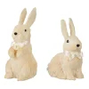 Raz Set Of 2 11" Ivory Glittered Bunny Decoration 4116096