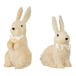 Raz Set Of 2 11" Ivory Glittered Bunny Decoration 4116096