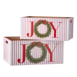 Raz Set Of 2 17.75" Joy Crates Christmas Decorations 4212313