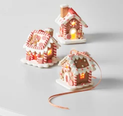 Raz Set Of 3 3.25" Lighted Gingerbread House Christmas Ornament 4115522