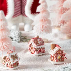 Raz Set Of 3 3.25" Lighted Gingerbread House Christmas Ornament 4115522