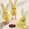 Raz Set Of 3 6" Yellow Easter Chicks With Bunny Ears 4353309