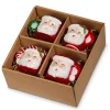 Raz Set Of 4 Boxed Santa Mug Glass Christmas Ornament 4352887