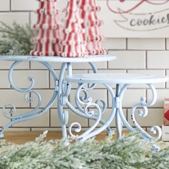 Raz Set Of 2 Distressed Blue Riser Christmas Decoration 4128883