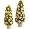 Raz Set Of 2 Easter Egg Topiary Trees 4353304