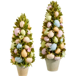 Raz Set Of 2 Easter Egg Topiary Trees 4353304