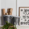 Raz Set Of 2 Galvanized Buckets With Trees Christmas Decorations 4355001