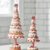 Raz Set Of 2 Gingerbread And Peppermint Christmas Trees 4316092