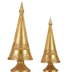 Raz Set Of 2 Gold Leaf Christmas Tree Decoration 4210224