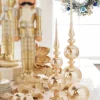 Raz Set Of 2 Gold Textured Standing Finial Glass Christmas Decoration 4324555