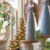 Raz Set Of 3 Gold Tree Candle Stick Holders Christmas Decoration 4327997