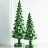 Raz Set Of 2 Green Glass Tree Christmas Decoration 4222940