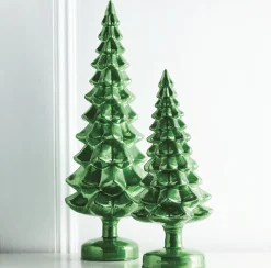 Raz Set Of 2 Green Glass Tree Christmas Decoration 4222940