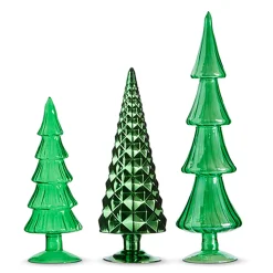 Raz Set Of 3 Green Glass Trees Christmas Decoration 4322913