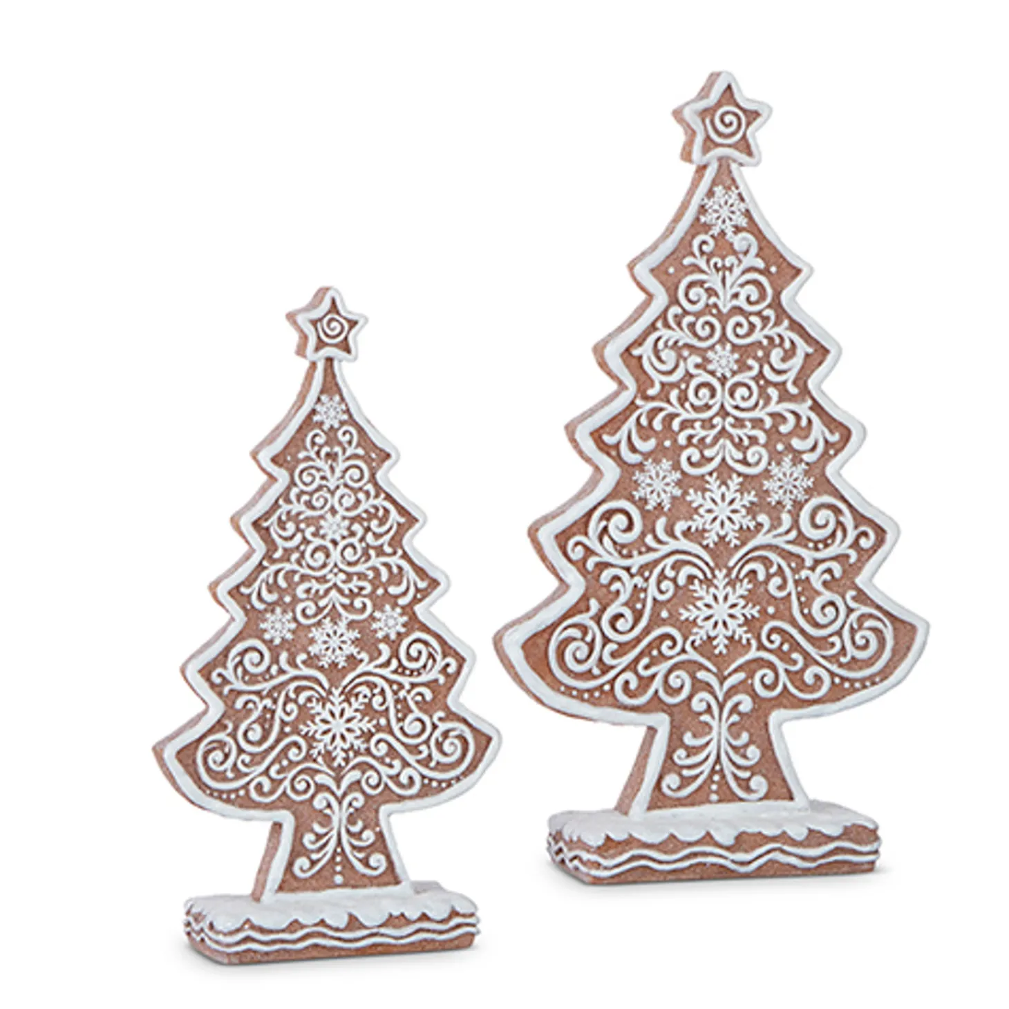 Raz Set Of 2 Large Frosted Gingerbread Trees 4312156