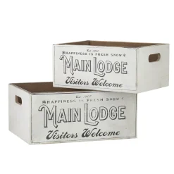 Raz Set Of 2 Main Lodge Crate Christmas Decoration 4111294