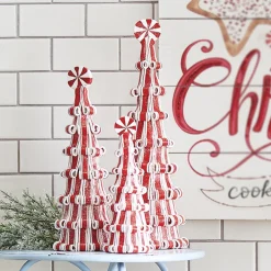 Raz Set Of 3 Peppermint Candy Tree Christmas Decoration 4116383