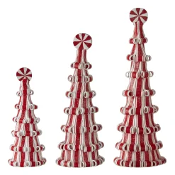 Raz Set Of 3 Peppermint Candy Tree Christmas Decoration 4116383