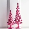 Raz Set Of 2 Pink Metallic Glass Christmas Tree Decoration 4222938