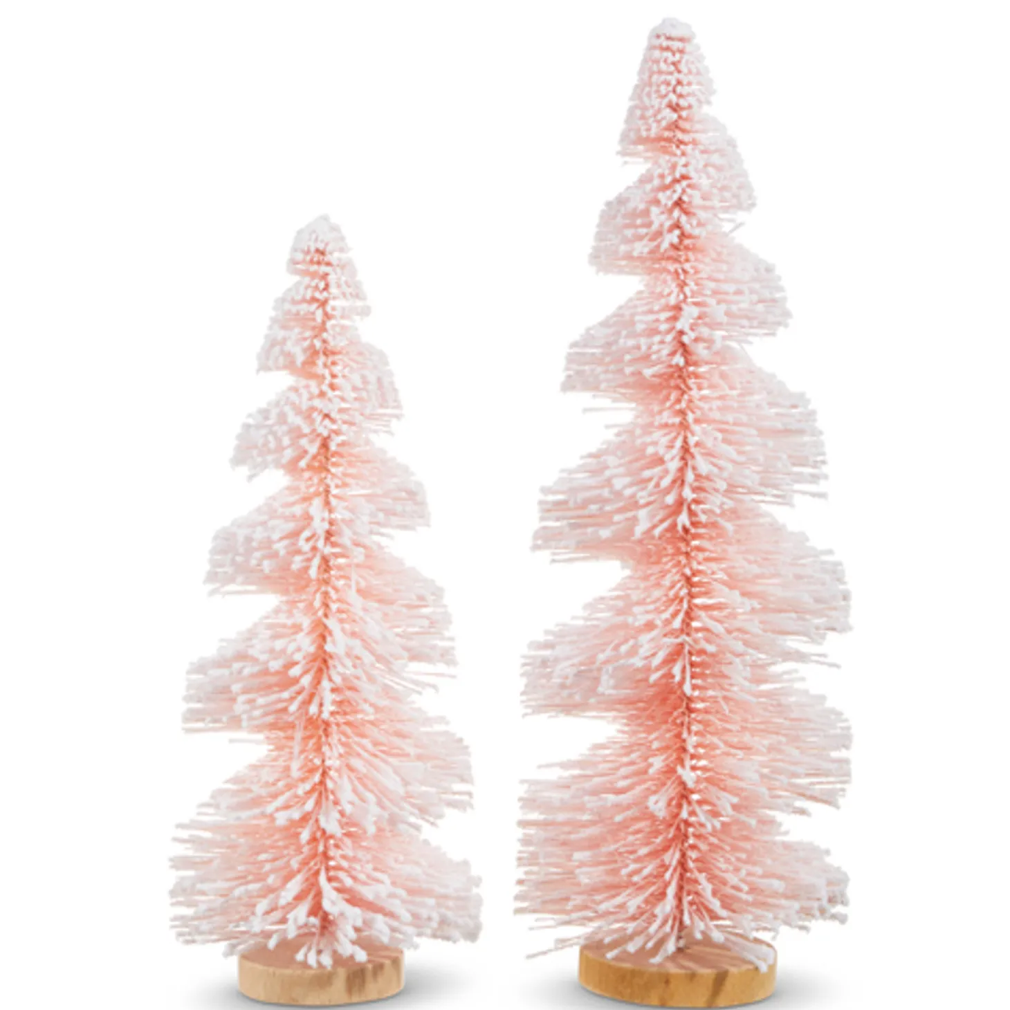 Raz Set Of 2 Pink Snowy Bottle Brush Christmas Trees 4316058