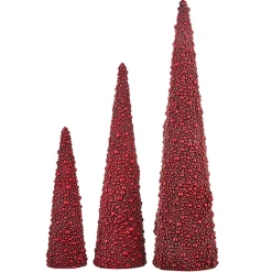 Raz Set Of 3 Red Berry Cone Christmas Tree 4211312