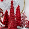Raz Set Of 2 Red Tinsel Trees Christmas Decoration 4334054