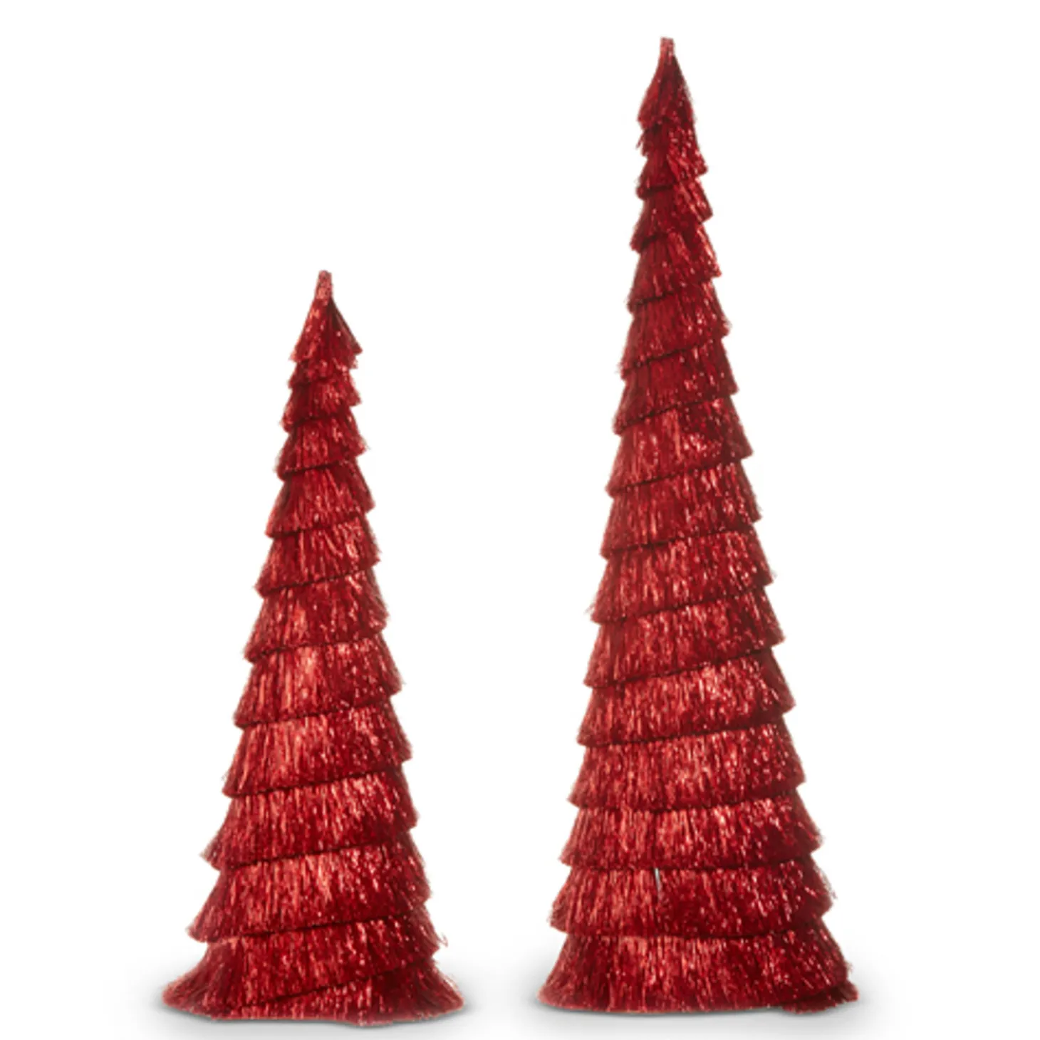 Raz Set Of 2 Red Tinsel Trees Christmas Decoration 4334054