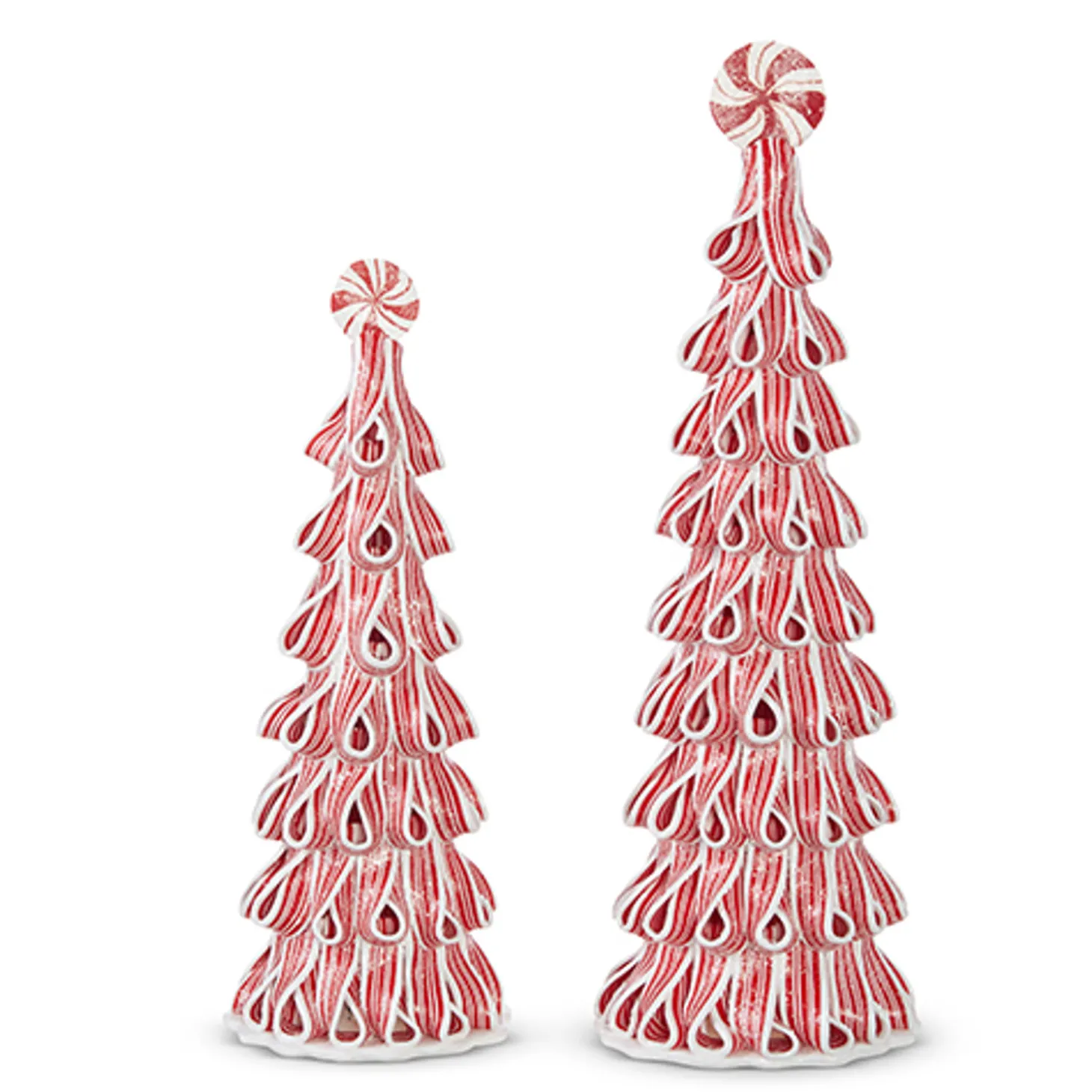 Raz Set Of 2 Ribbon Candy Trees Christmas Decoration 4314120
