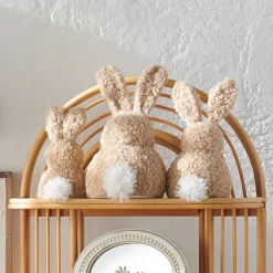 Raz Set Of 3 Sherpa Bunnies Easter Decoration 4453329