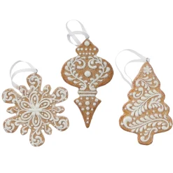 Raz Set Of 3 White Icing Gingerbread Cookies Christmas Ornaments 4110246