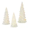 Raz Set Of 3 White Iridescent Lighted Tree Glass Christmas Decoration 4222934
