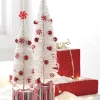 Raz Set Of 2 White Peppermint Bottle Brush Tree On Presents Christmas Figure 4215546