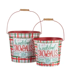 Raz Set Of 2 Wonderland Snowballs Bucket Christmas Decoration 4212309