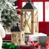 Raz Set Of 2 Wood And Metal Christmas Lantern 4337902