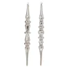 Raz 12"Silver Jeweled Finial Glass Christmas Ornament Set Of 2 4324599