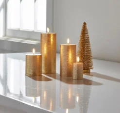 Raz Uyuni Rustic Gold Battery Operated Candle With Lighted Flickering Flame