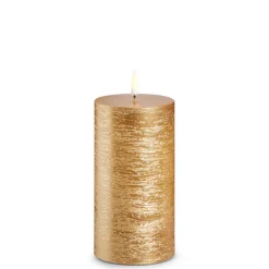 Raz Uyuni Rustic Gold Battery Operated Candle With Lighted Flickering Flame