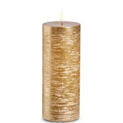 Raz Uyuni Rustic Gold Battery Operated Candle With Lighted Flickering Flame