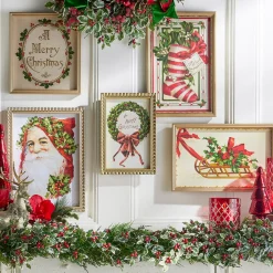 Raz Vintage Santa And Christmas Framed Prints Wall Decoration