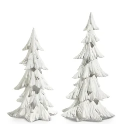 Raz White Carved Christmas Tree Decoration Set Of 2 4401619