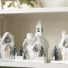 Raz White Flocked LED Lighted Battery Operated Christmas House