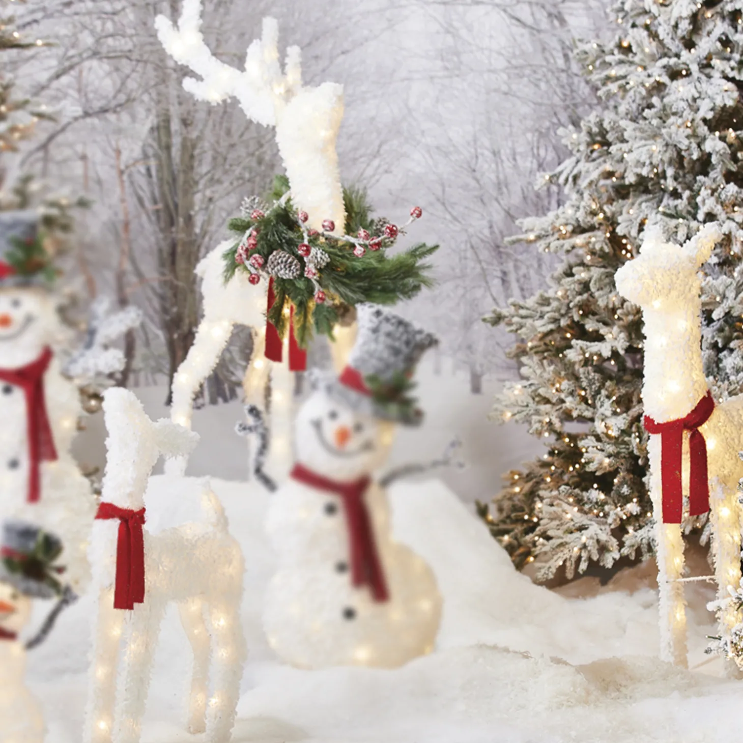Raz White Flocked Tinsel Lighted Deer Indoor Outdoor Christmas Decoration