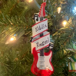 Red Electric Guitar Personalized Christmas Ornament OR1966