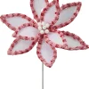 Regency 22" Candy With Snow And Glitter Poinsettia Stem Christmas Pick MTX73365