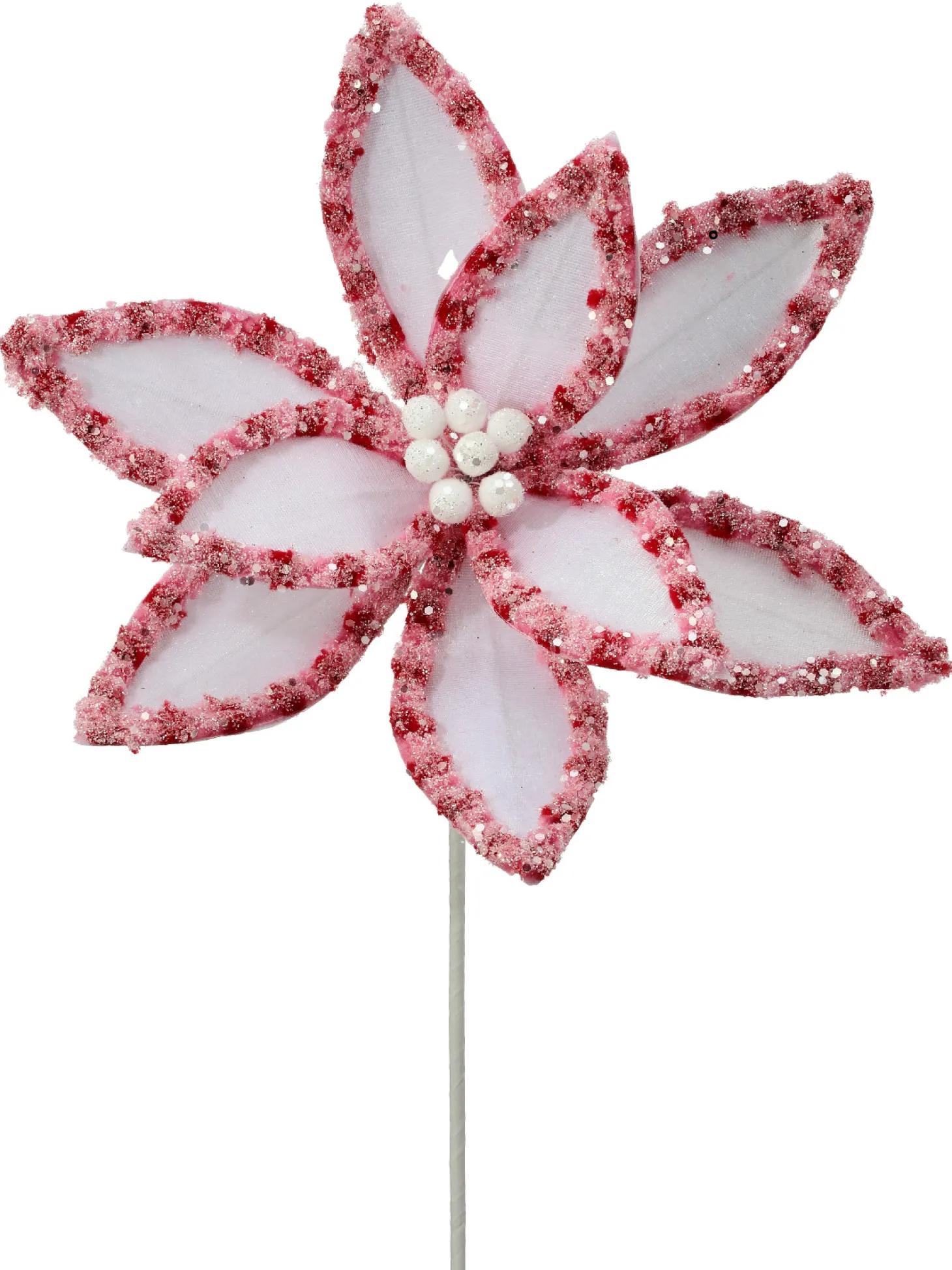 Regency 22" Candy With Snow And Glitter Poinsettia Stem Christmas Pick MTX73365