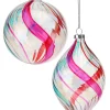 Regency 4.5" Clear Glass With Colorful Swirl Retro Glass Finial Christmas Ornament MTX73596